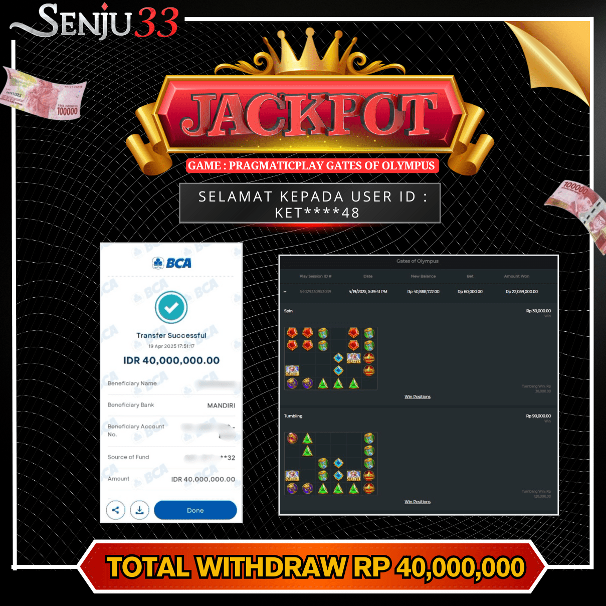 🎰 SENJU33 JACKPOT SLOT Rp. 40.000.000 LUNAS 🎉