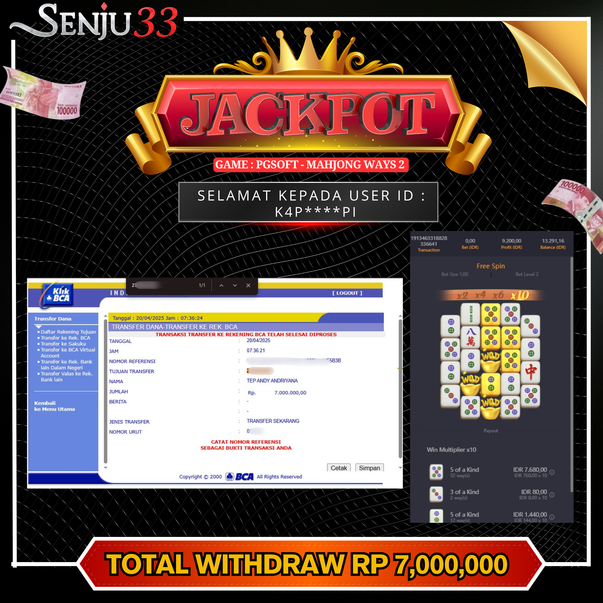 🎰 SENJU33 JACKPOT SLOT Rp. 7.000.000 LUNAS 🎉