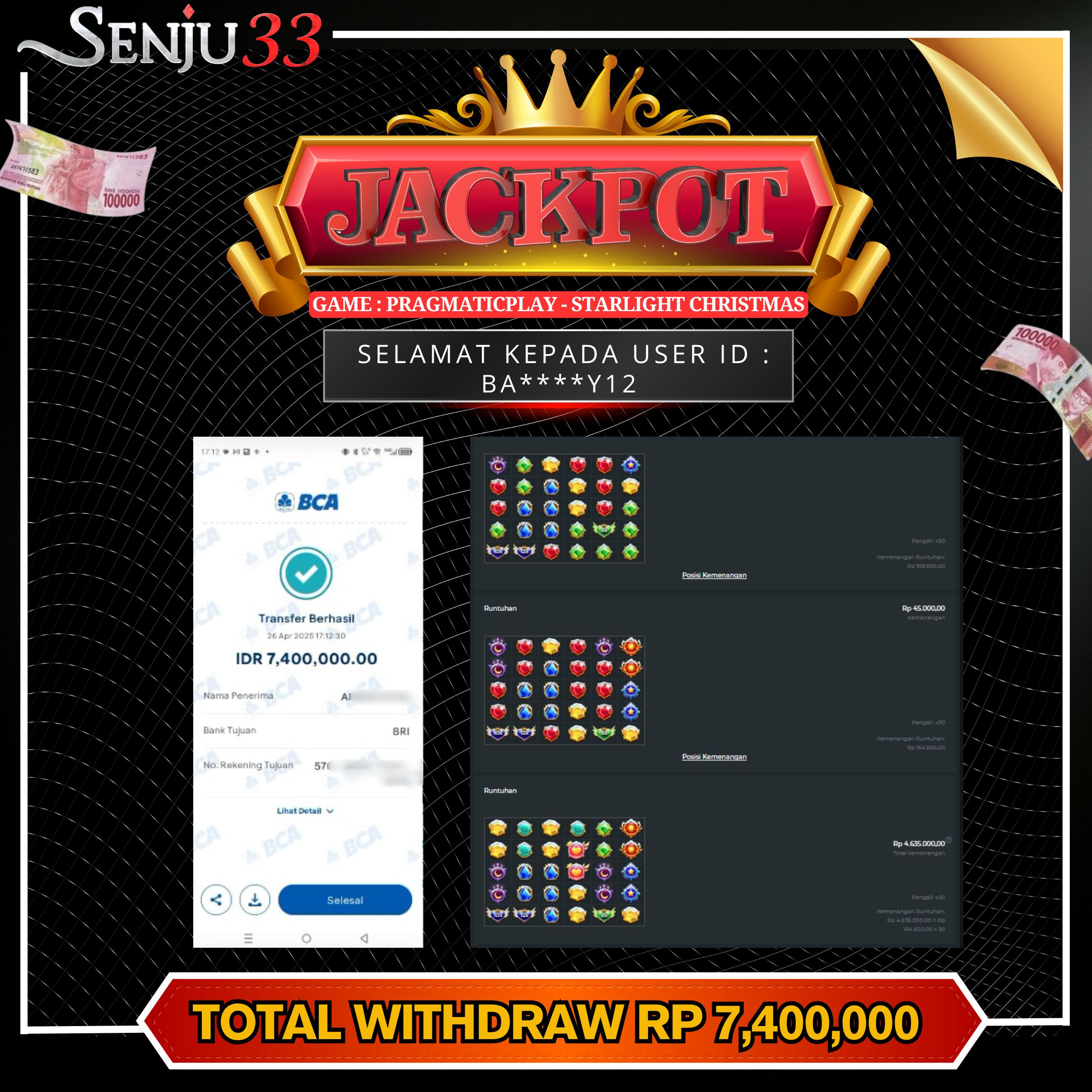 🎰 SENJU33 JACKPOT SLOT Rp. 7.400.000 LUNAS 🎉