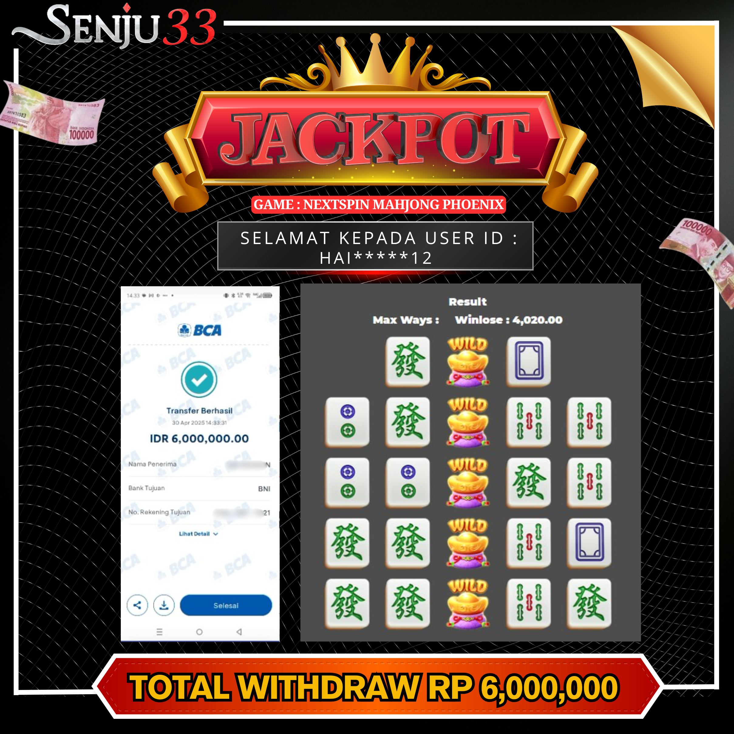 🎰 SENJU33 JACKPOT SLOT Rp. 6.000.000 LUNAS 🎉