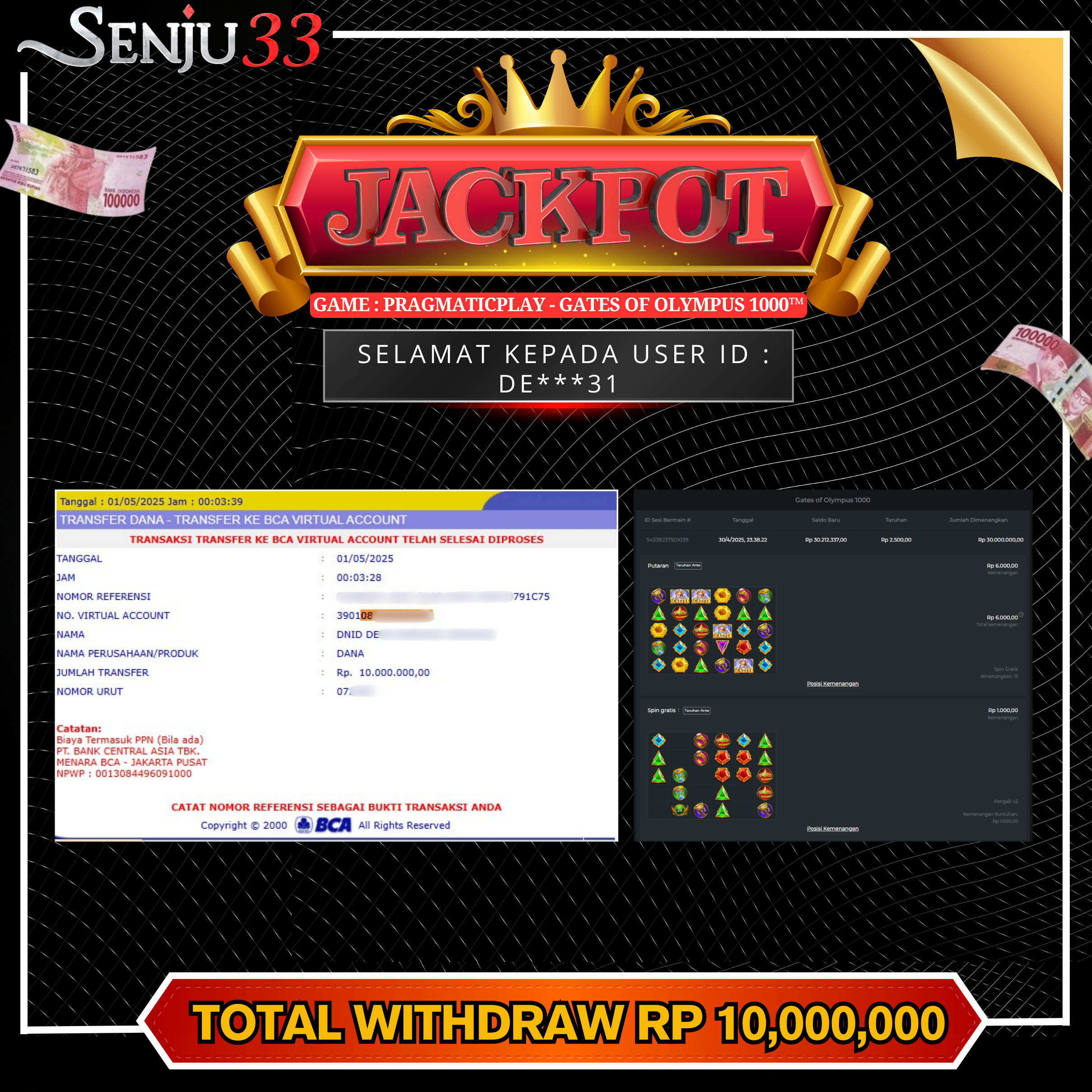 🎰 SENJU33 JACKPOT SLOT Rp. 10.000.000 LUNAS 🎉