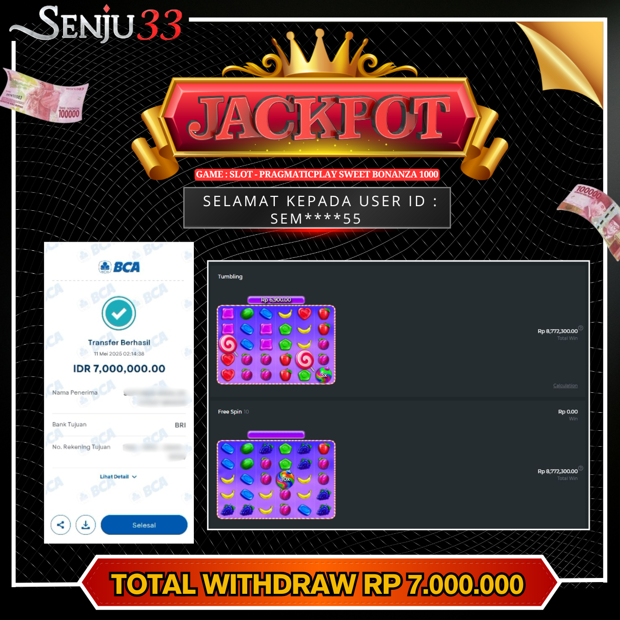 🎰 SENJU33 JACKPOT SLOT Rp. 7.000.000 LUNAS 🎉