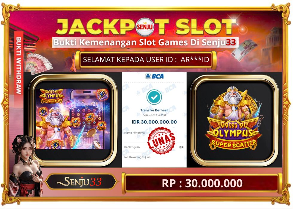 🎰 SENJU33 JACKPOT SLOT Rp. 30.000.000 LUNAS 🎉