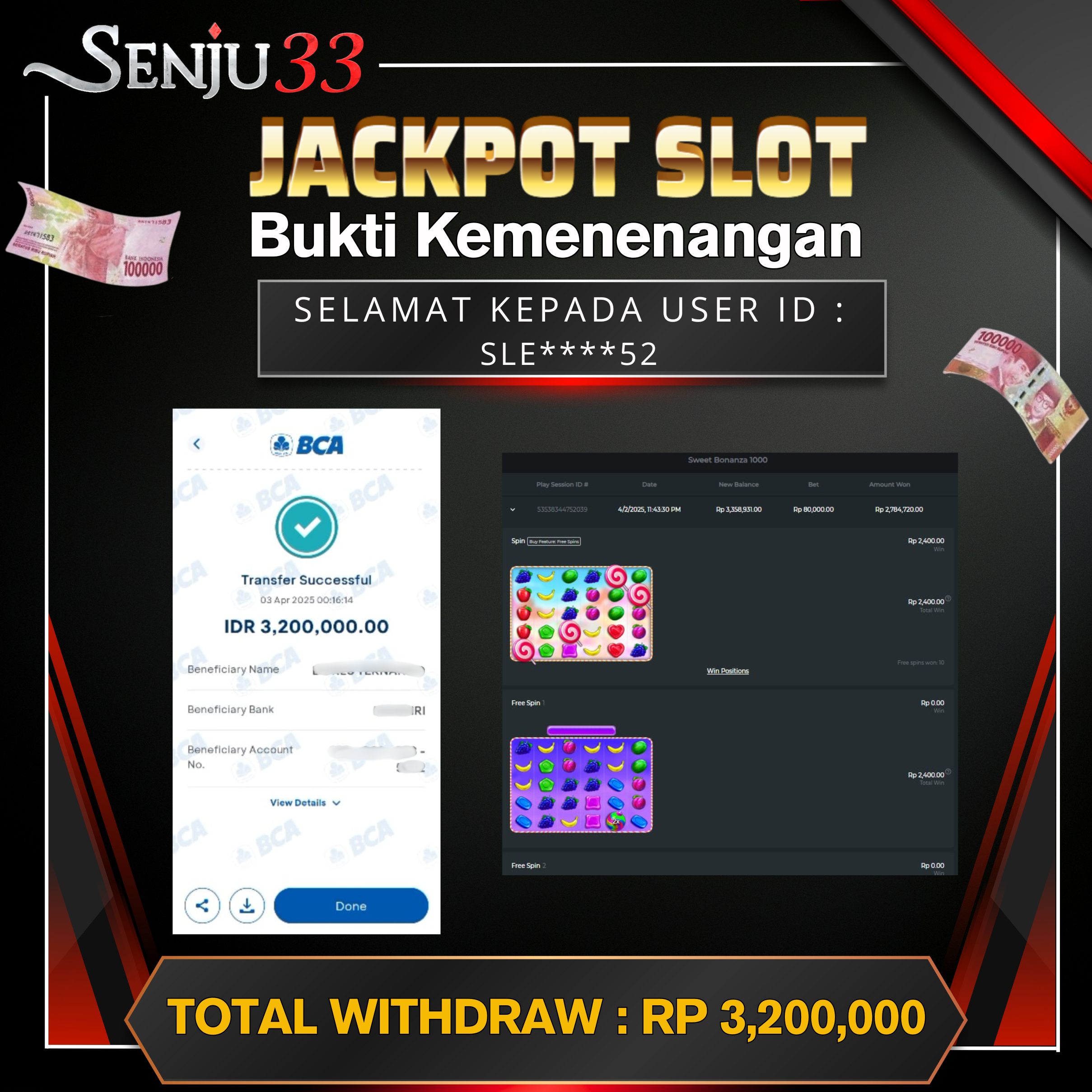 🎰 SENJU33 JACKPOT SLOT Rp. 3.200.000 LUNAS 🎉