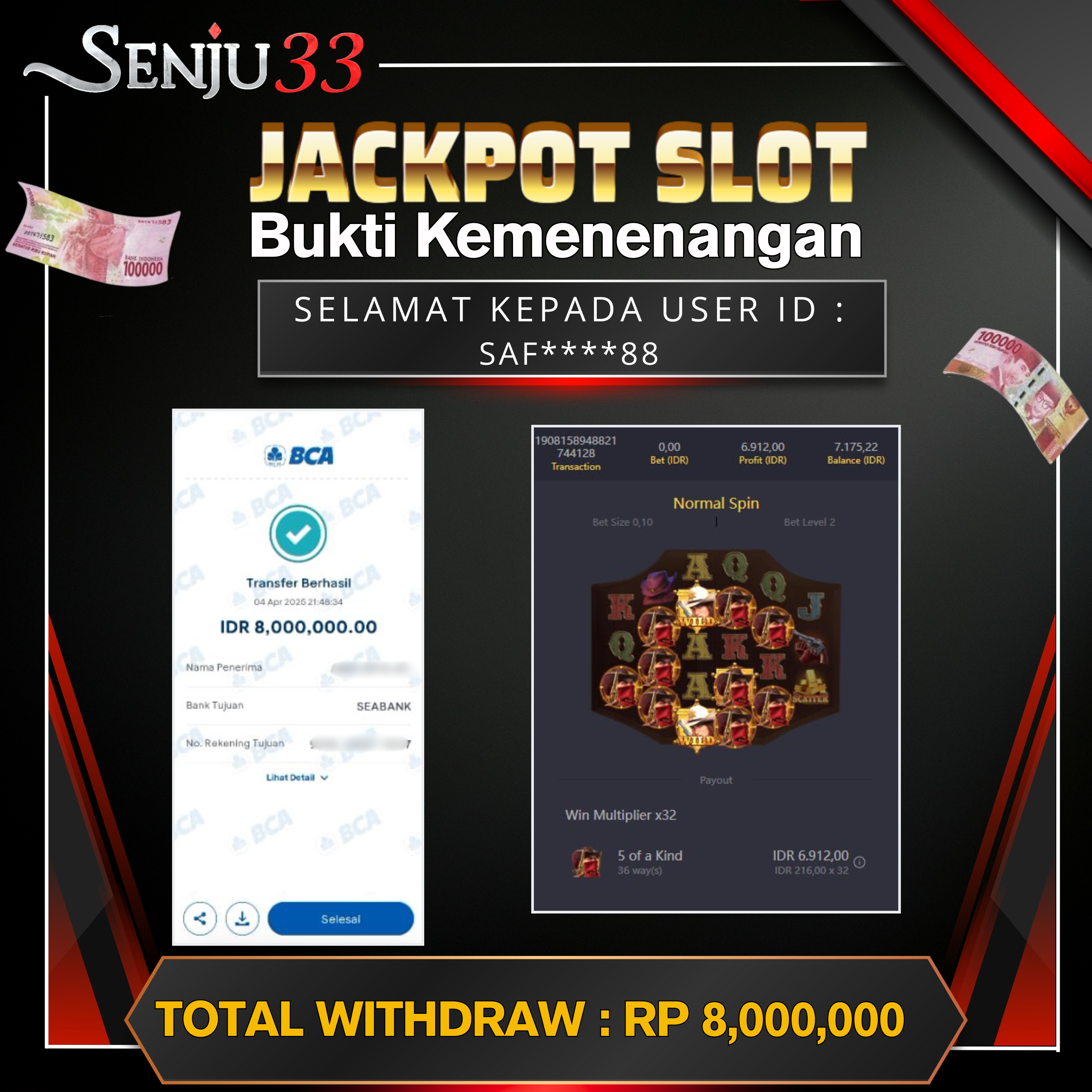 🎰 SENJU33 JACKPOT SLOT Rp. 8.000.000 LUNAS 🎉