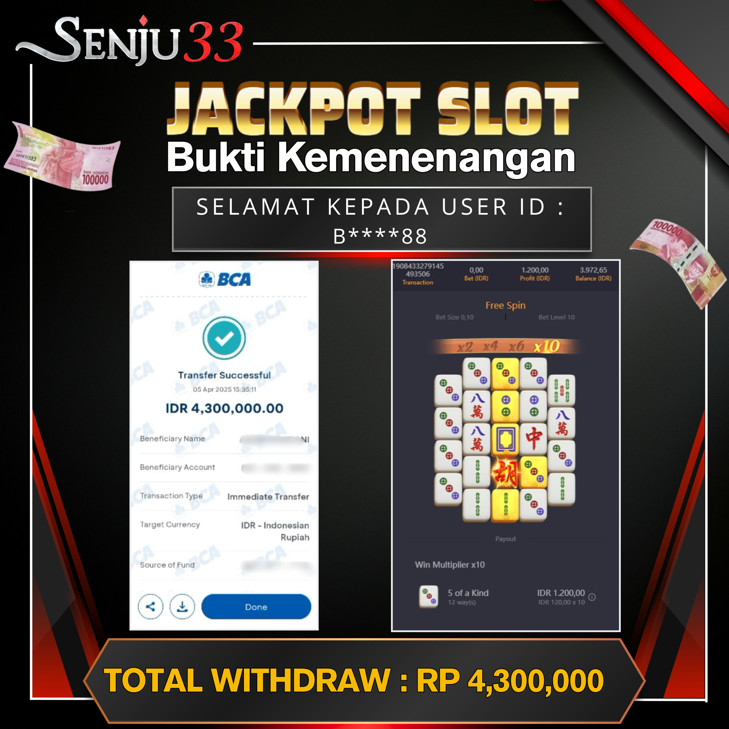 🎰 SENJU33 JACKPOT SLOT Rp. 4.300.000 LUNAS 🎉