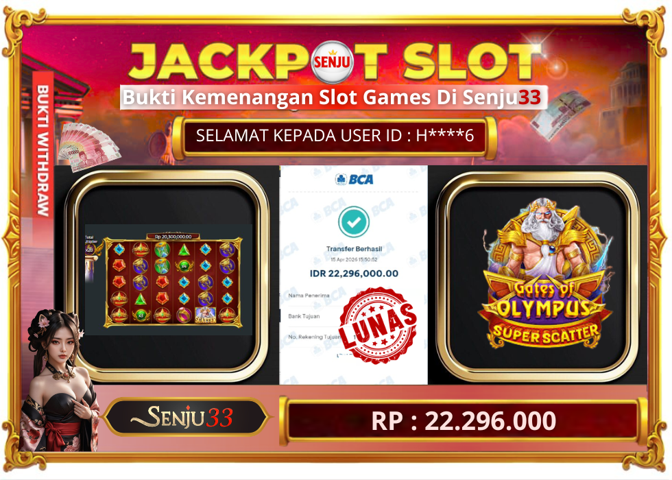 🎰 SENJU33 JACKPOT SLOT Rp. 22.296.000 LUNAS 🎉