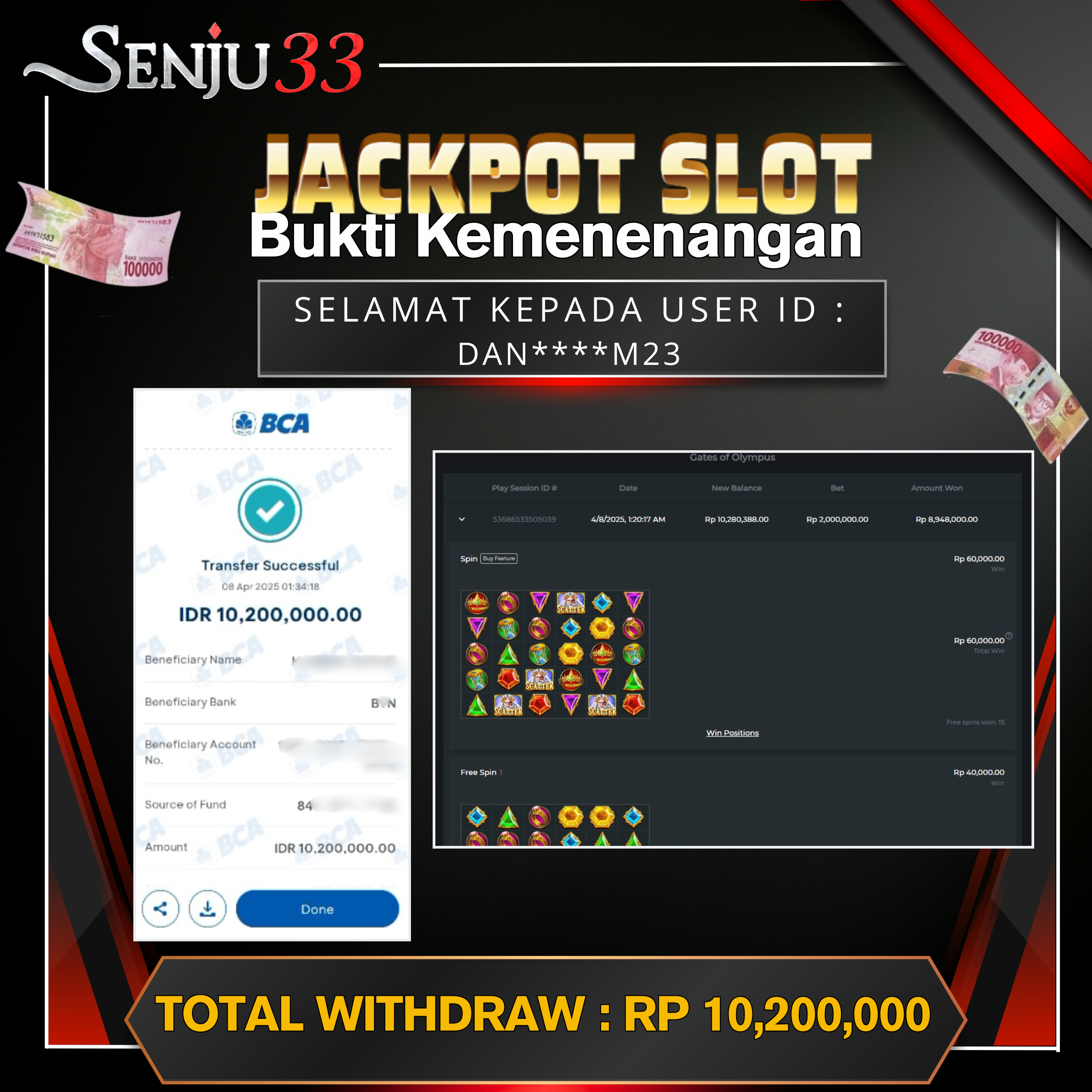 🎰 SENJU33 JACKPOT SLOT Rp. 10.200.000 LUNAS 🎉