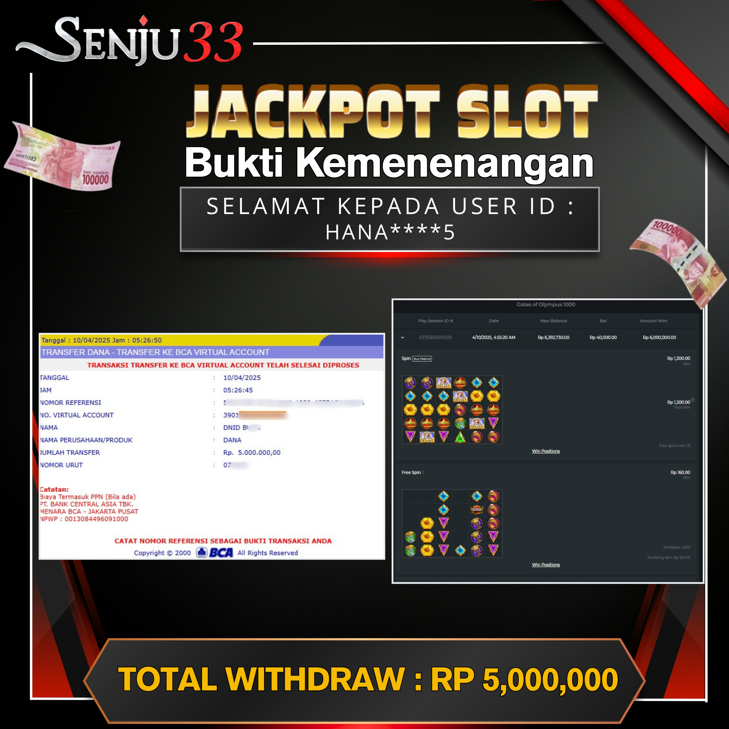 🎰 SENJU33 JACKPOT SLOT Rp. 5.000.000 LUNAS 🎉