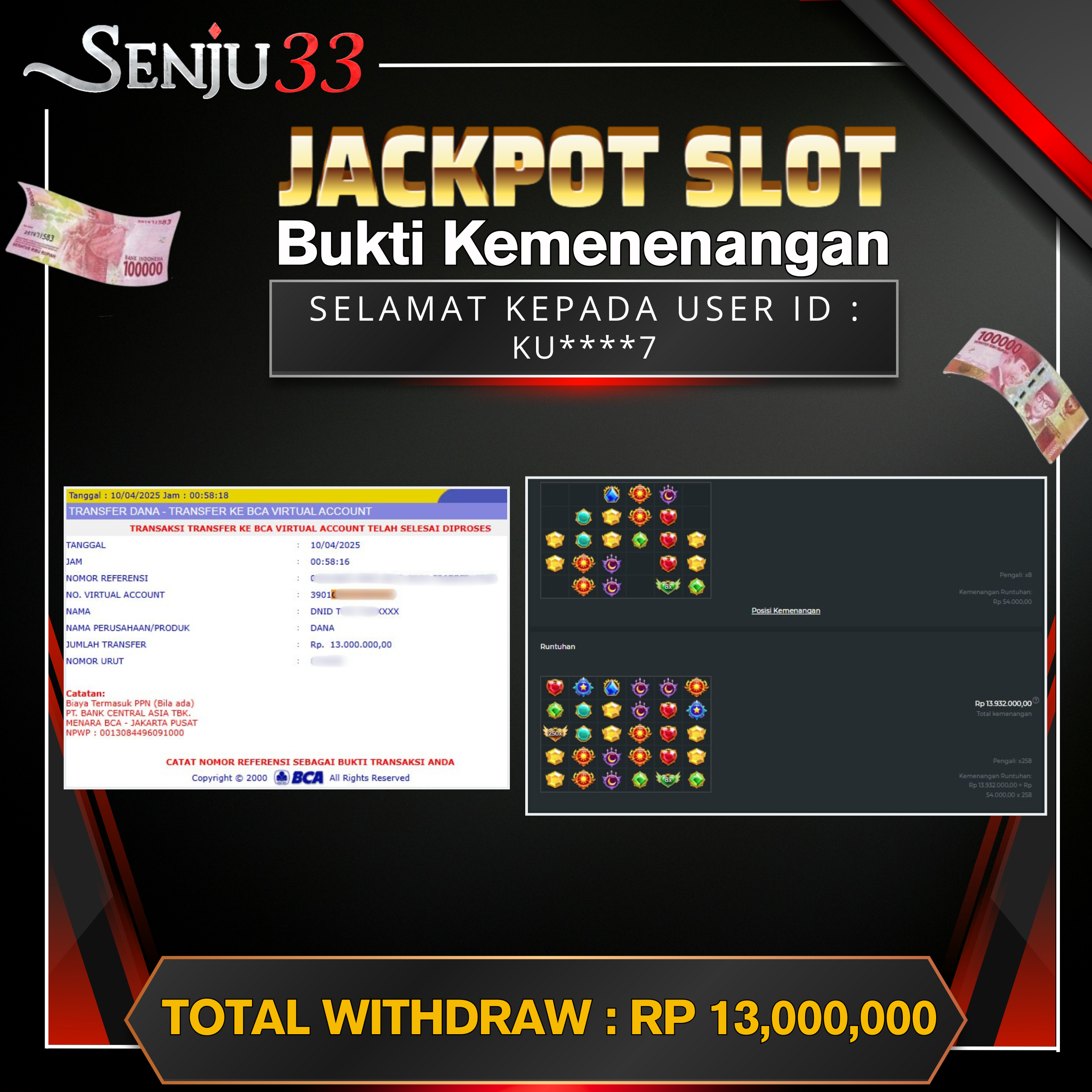 🎰 SENJU33 JACKPOT SLOT Rp. 13.000.000 LUNAS 🎉