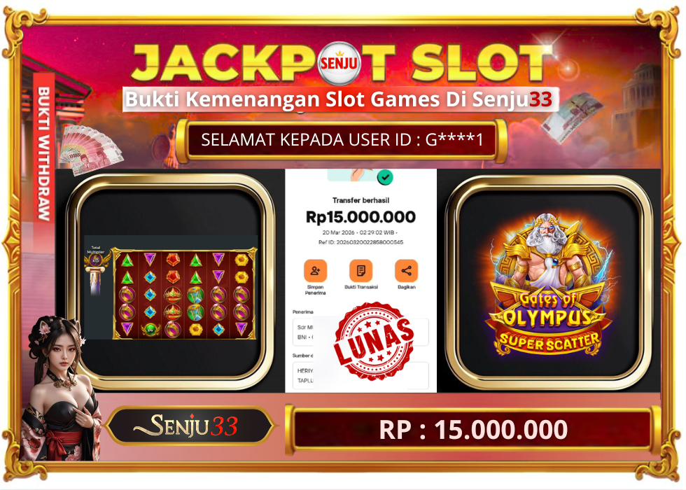 🎰 SENJU33 JACKPOT SLOT Rp. 15.000.000 LUNAS 🎉