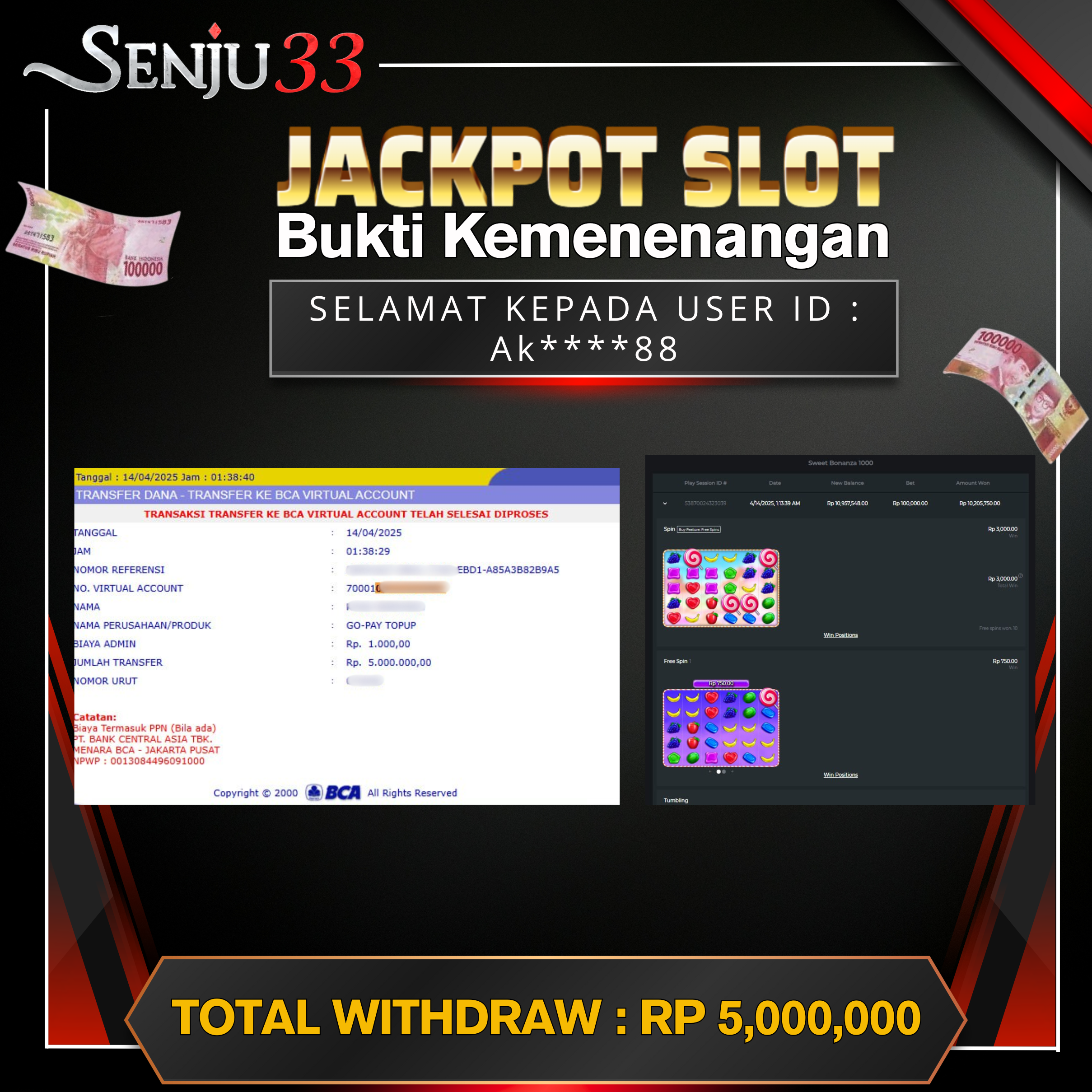 🎰 SENJU33 JACKPOT SLOT Rp. 5.000.000 LUNAS 🎉