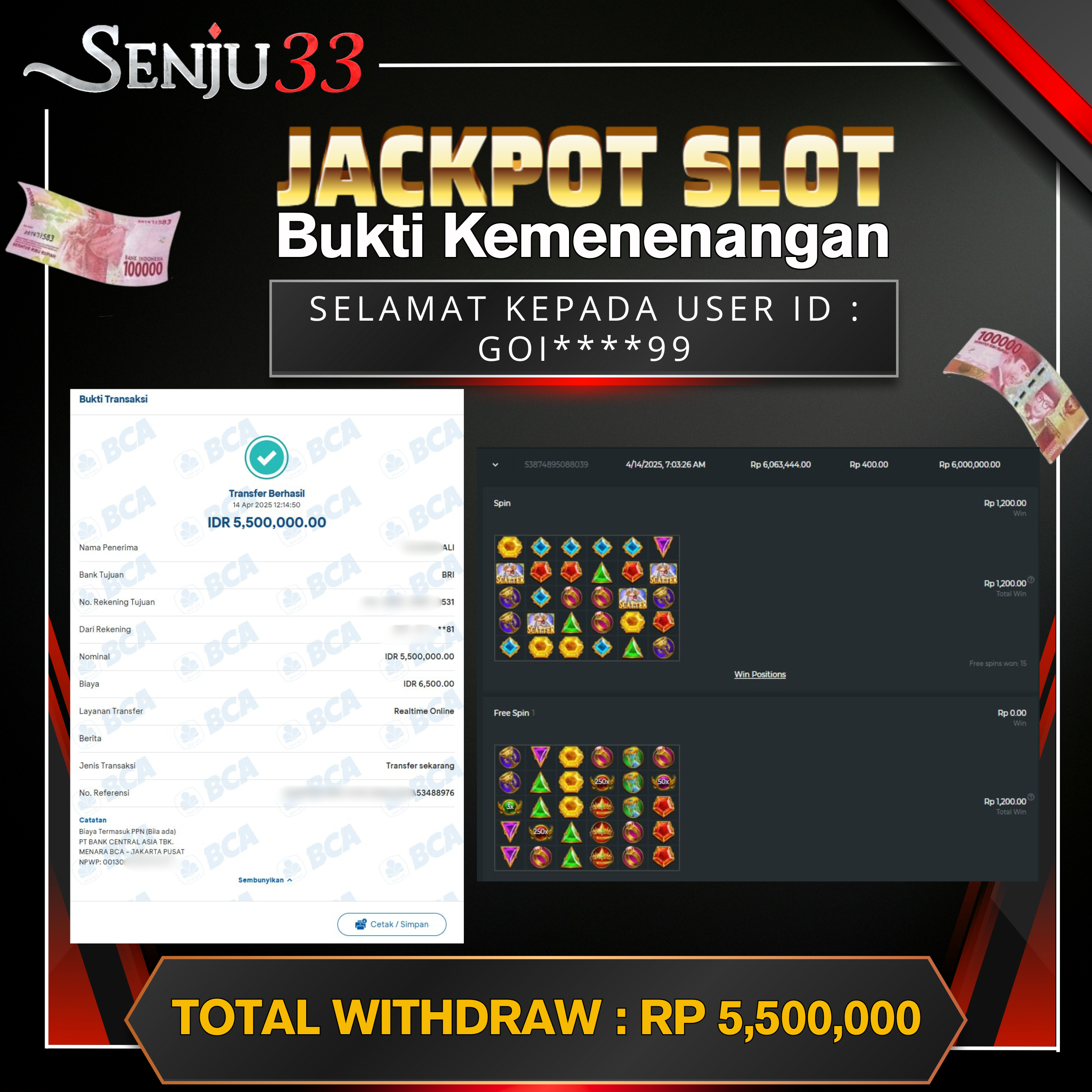 🎰 SENJU33 JACKPOT SLOT Rp. 5.500.000 LUNAS 🎉