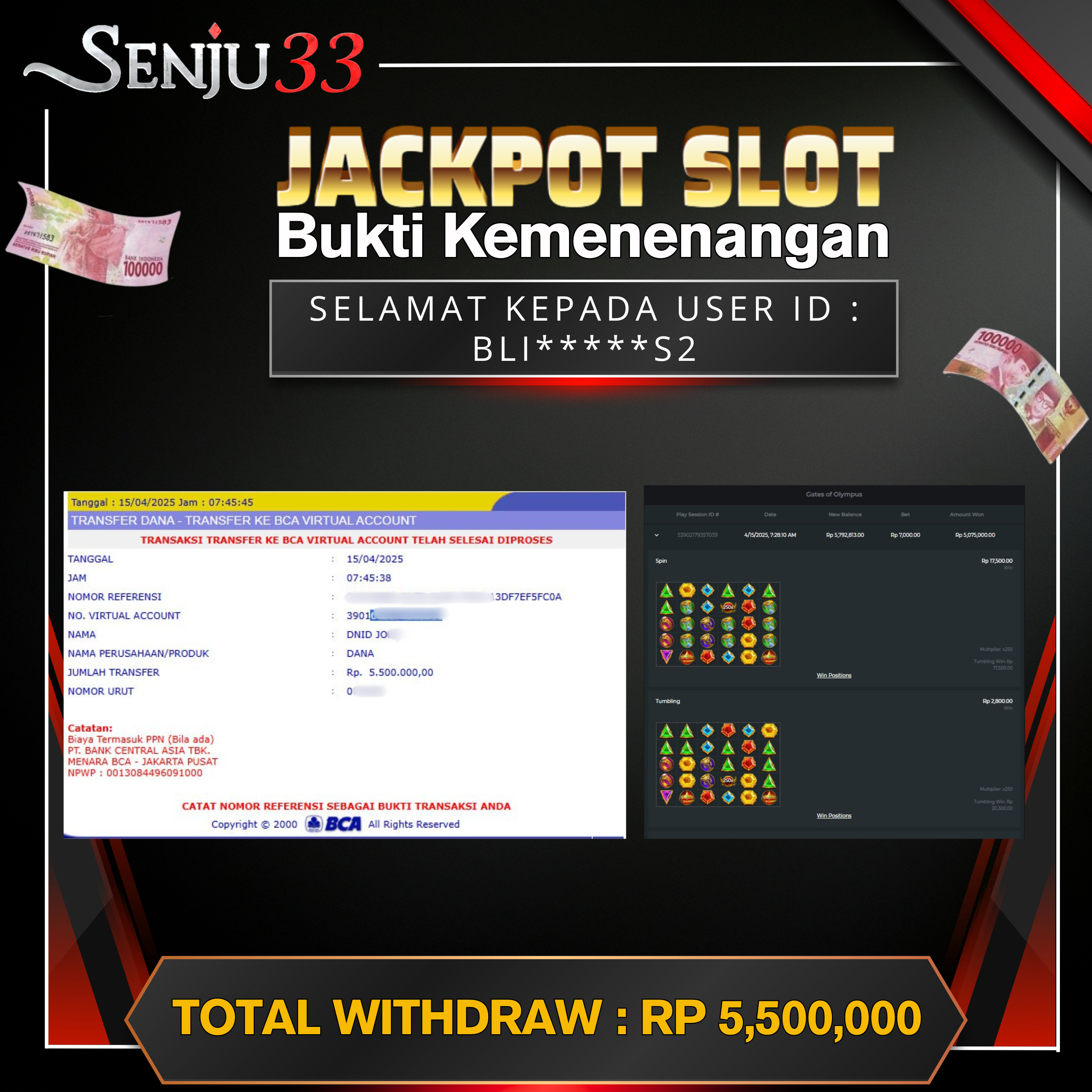 🎰 SENJU33 JACKPOT SLOT Rp. 5.500.000 LUNAS 🎉