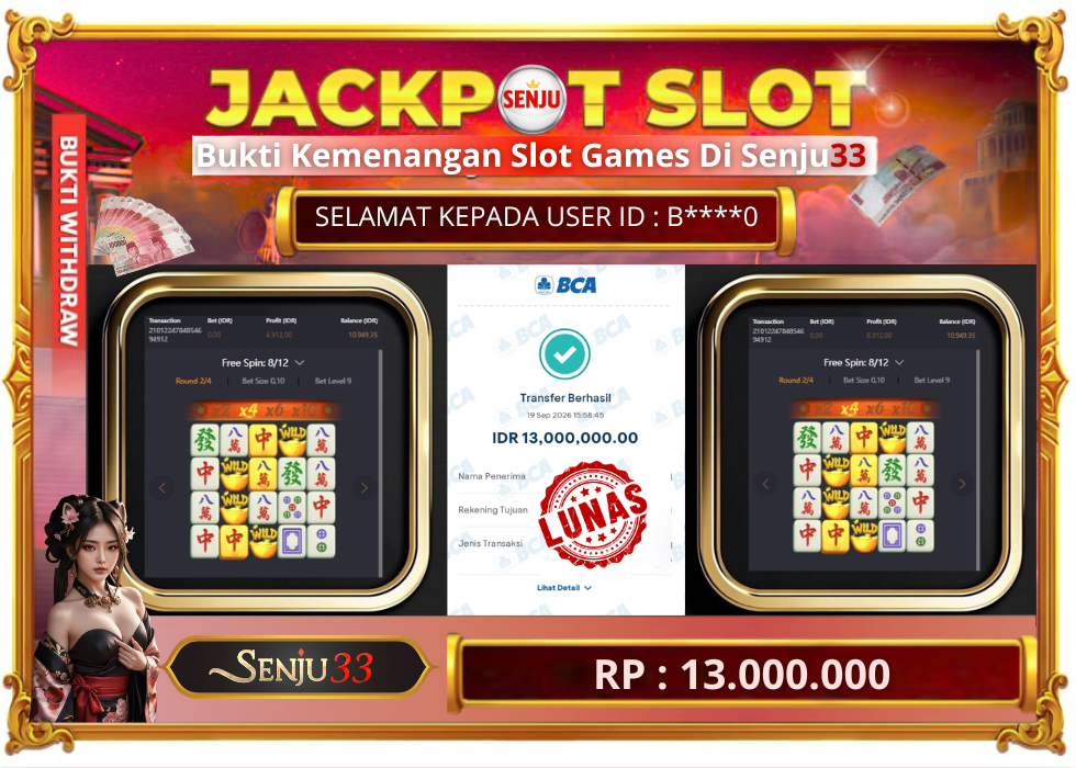 🎰 SENJU33 JACKPOT SLOT Rp. 13.000.000 LUNAS 🎉
