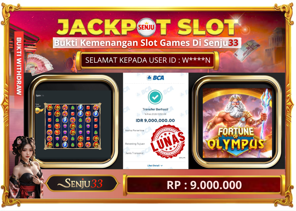 🎰 SENJU33 JACKPOT SLOT Rp. 9.000.000 LUNAS 🎉