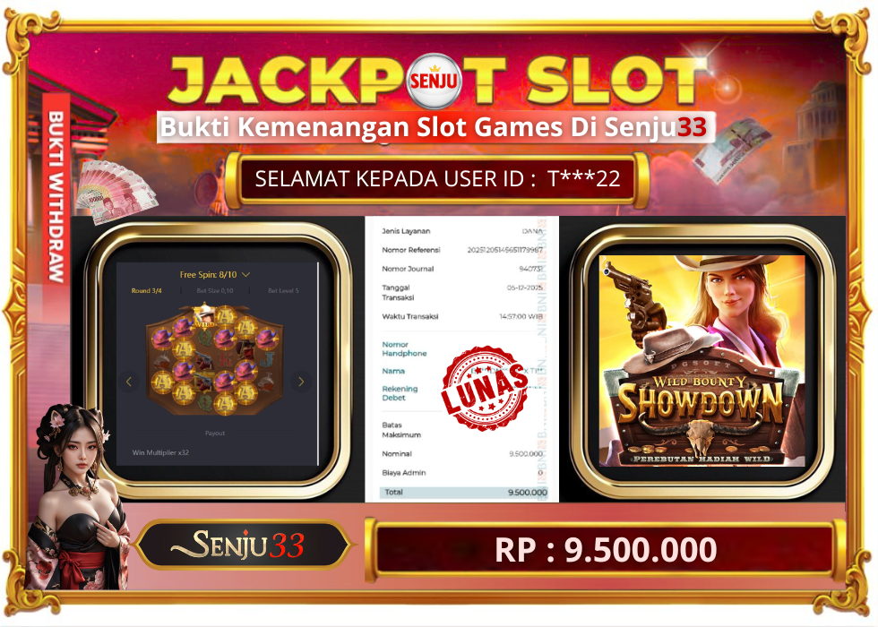 🎰 SENJU33 JACKPOT SLOT Rp. 9.500.000 LUNAS 🎉
