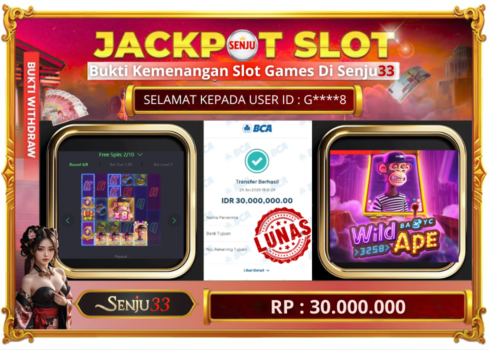 🎰 SENJU33 JACKPOT SLOT Rp. 30.000.000 LUNAS 🎉