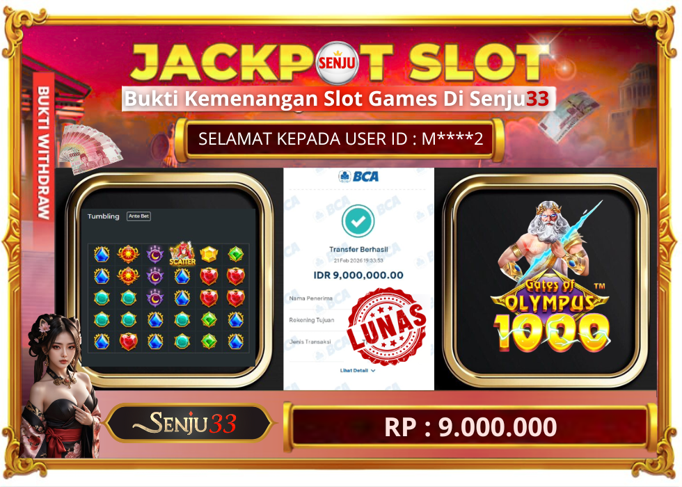 🎰 SENJU33 JACKPOT SLOT Rp. 9.000.000 LUNAS 🎉
